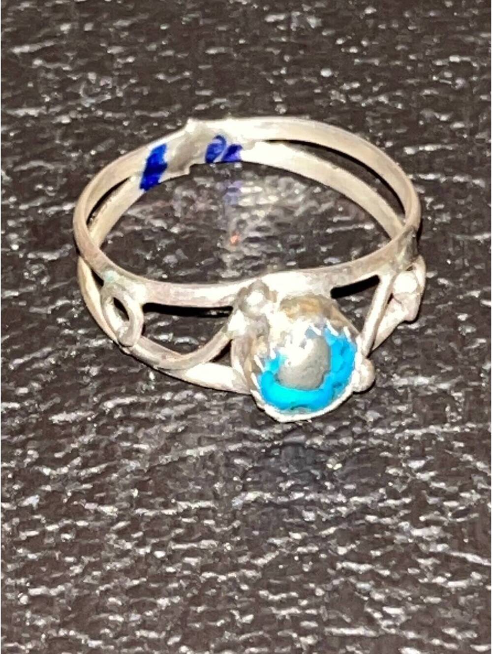 Navajo handmade turquoise sterling silver cluster ring size 7